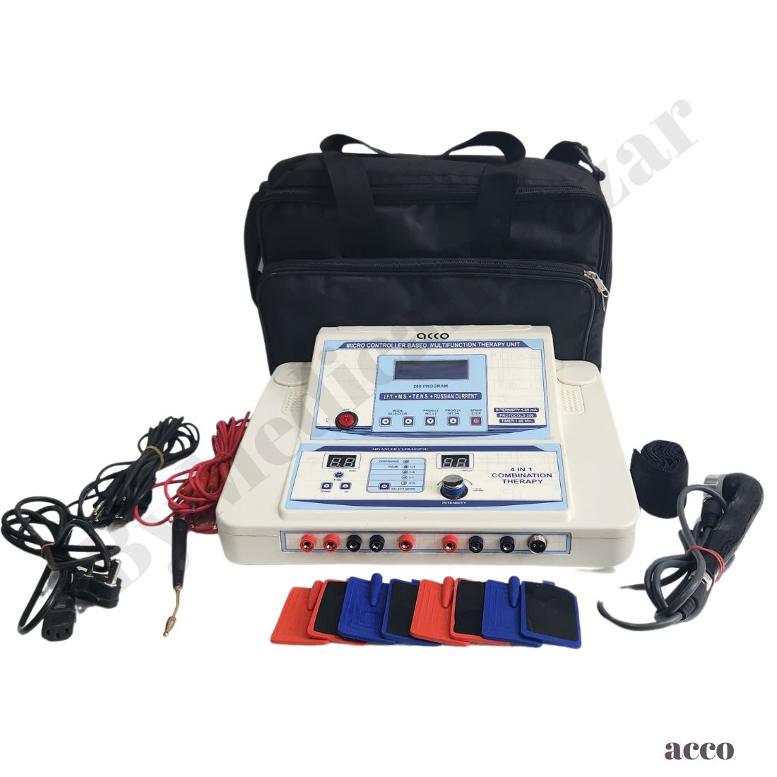acco 4 in 1 Physio Combo Machine IFT MS TENS US 1Mhz with 8 Pads