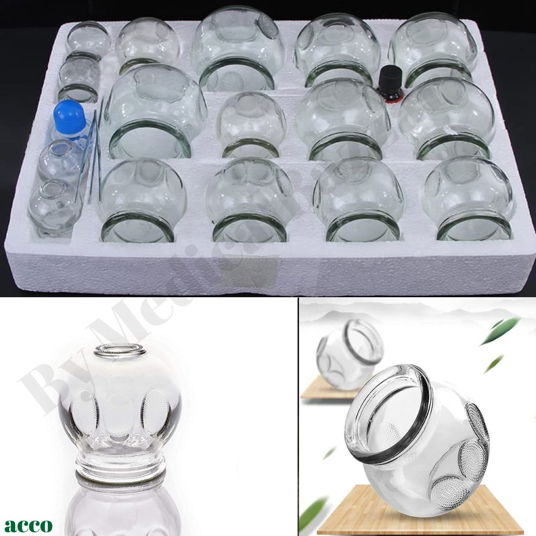 acco Glass Fire Cupping Set of 16 Cups