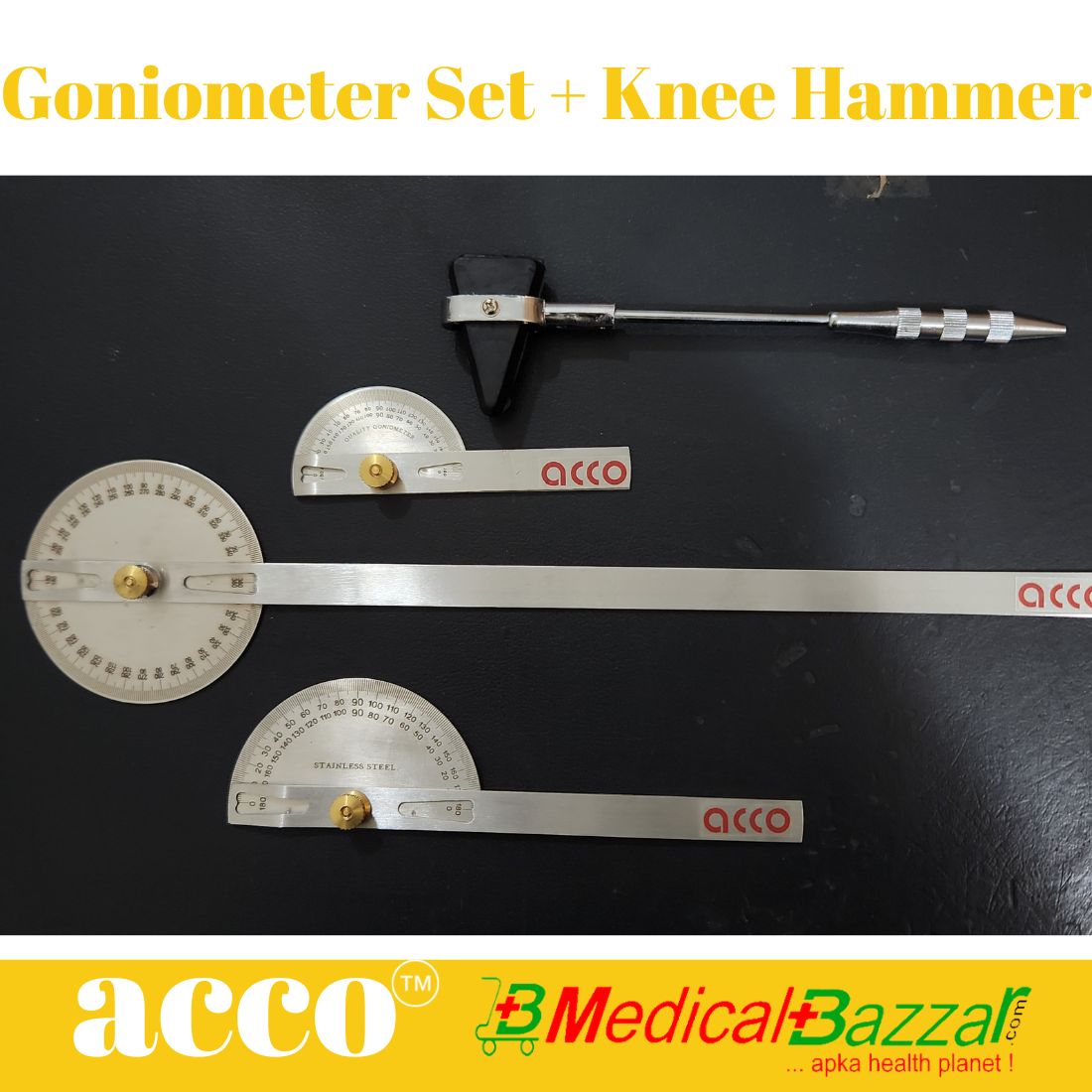 acco Metal Goniometer For Range Of Motion Set of 3