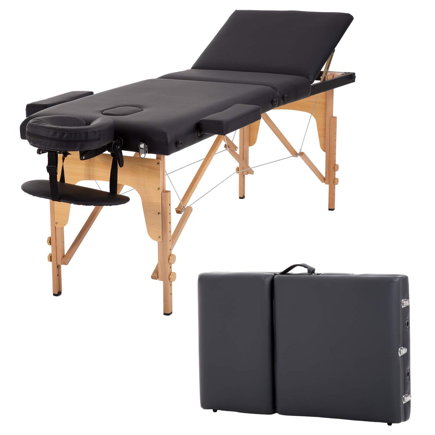 Professional Portable Spa Foldable Wooden Massage Table With Carry Bag - 3 Fold (Premium)