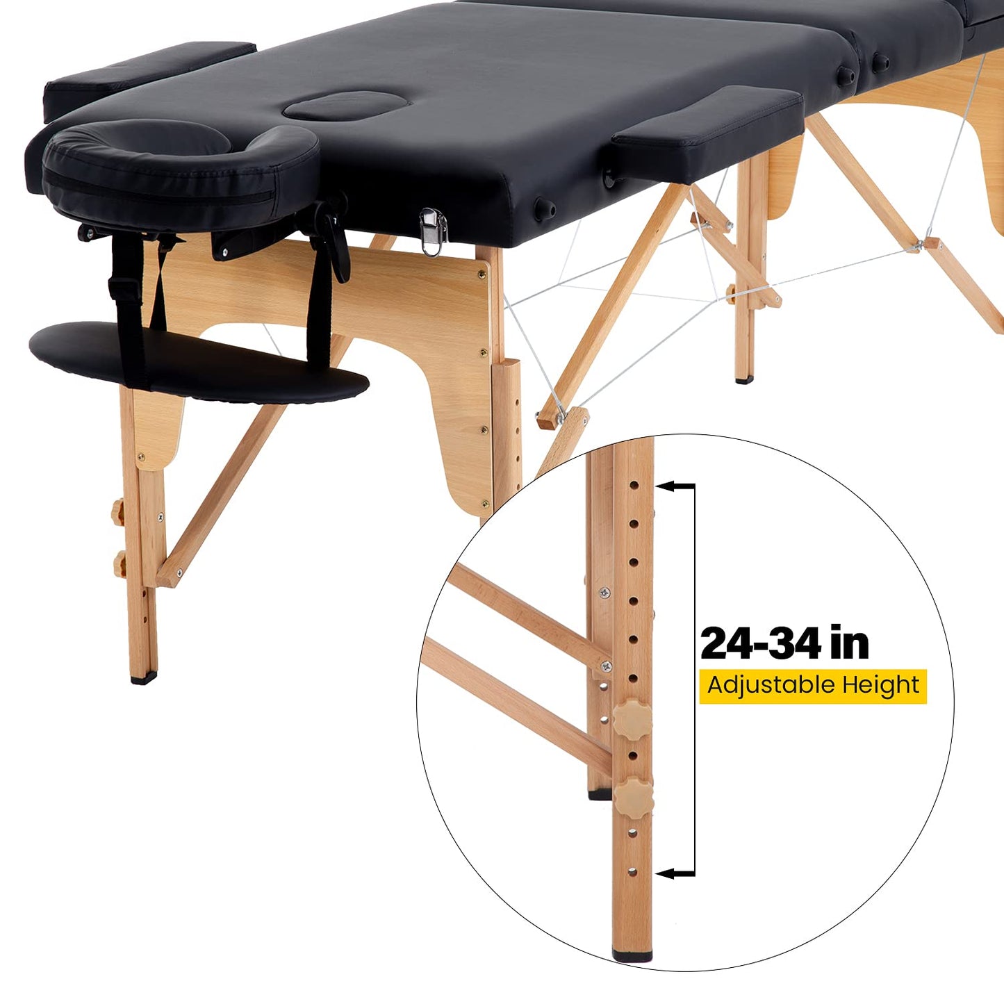 Professional Portable Spa Foldable Wooden Massage Table With Carry Bag - 3 Fold (Premium)