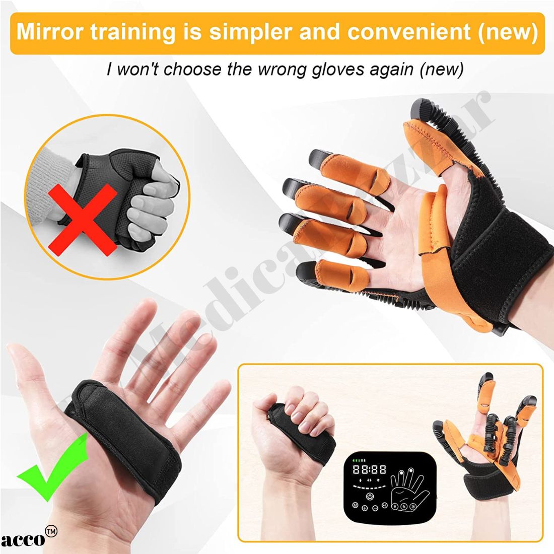 acco Robotic Hand Rehabilitation Gloves MB12 For hand Stroke and Paralysis