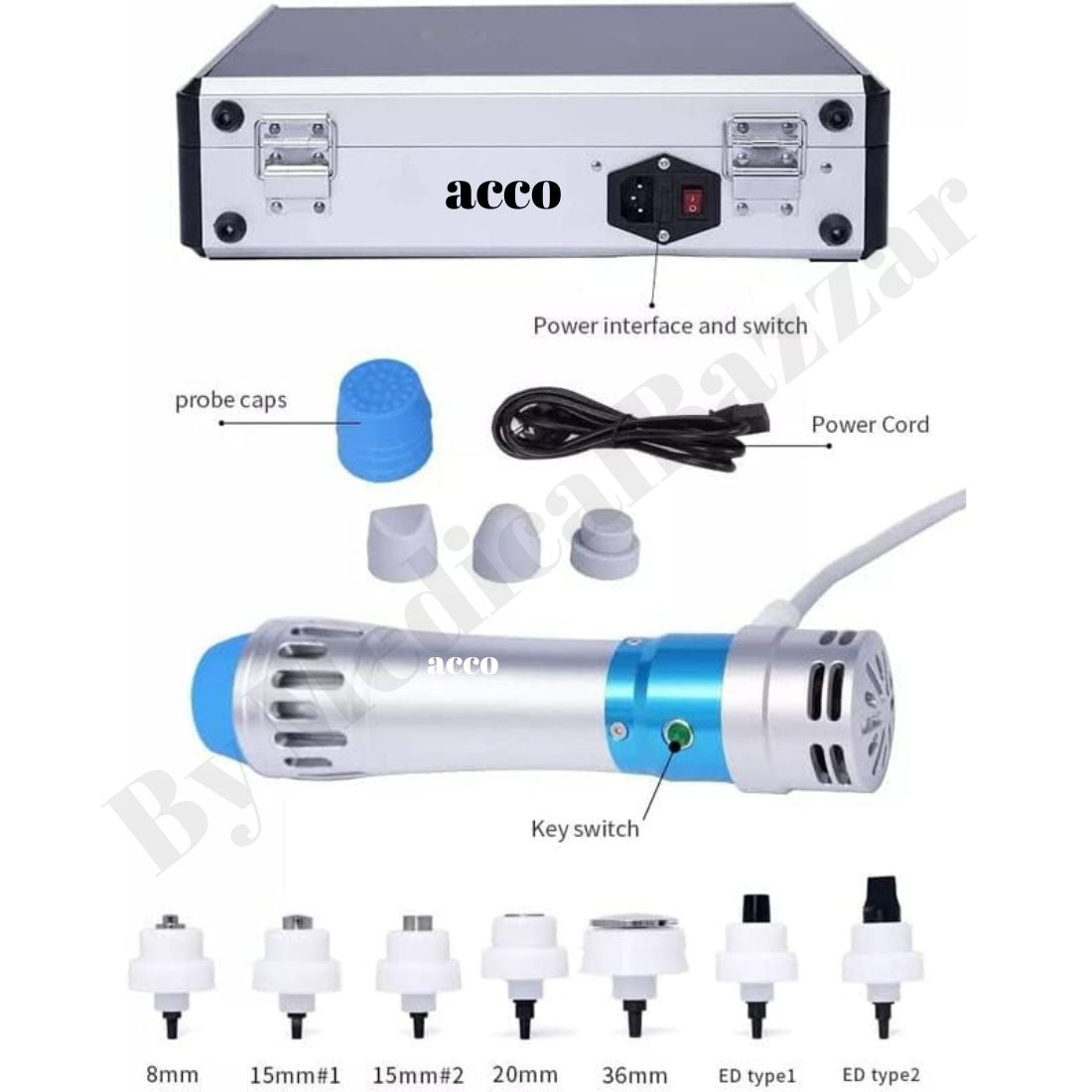 acco Portable Shockwave Therapy Machine with 7 Heads