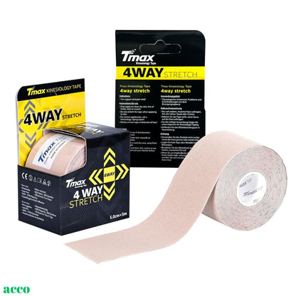 T max Waterproof Kinesiology Tape (4 Way Stretch, Plain, 5mtr x 5cm)